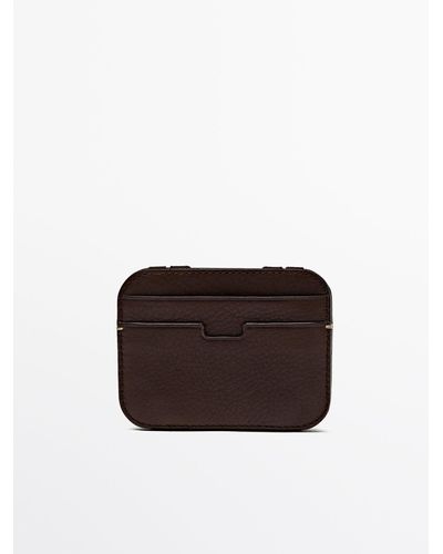 MASSIMO DUTTI Leather Card Holder - Brown