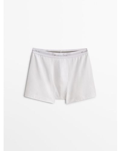 MASSIMO DUTTI Cotton Boxer Shorts - White