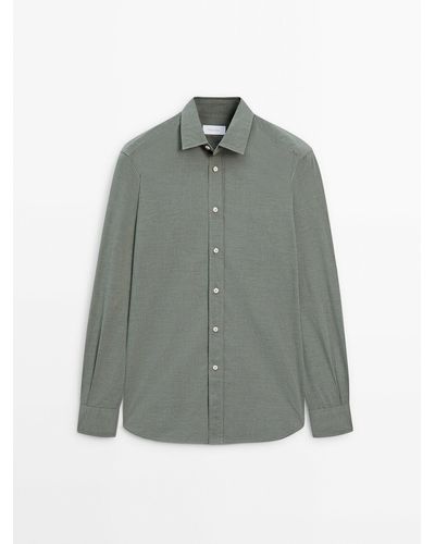 MASSIMO DUTTI Slim Fit Extra Fine Cotton Shirt - Gray