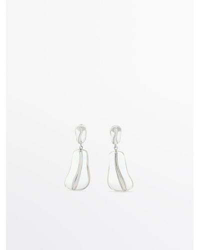 MASSIMO DUTTI Earrings With Piece Detail - White