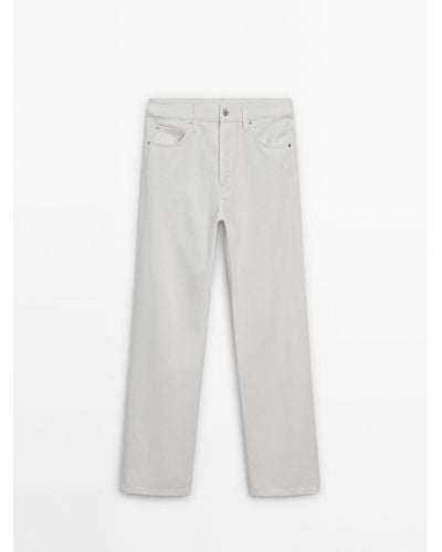 MASSIMO DUTTI Straight Fit High-Waist Jeans - White