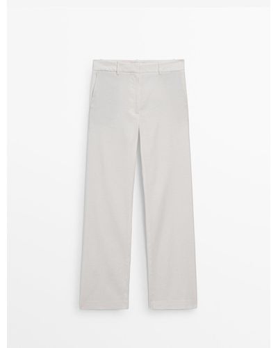 MASSIMO DUTTI Straight-Fit Pants - White