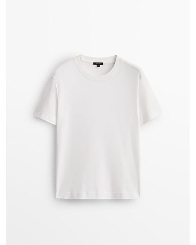 MASSIMO DUTTI Short Sleeve Cotton T-Shirt - White