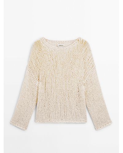 MASSIMO DUTTI Open-Knit Sweater - Natural