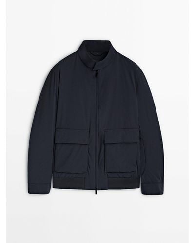 MASSIMO DUTTI Bi-Stretch Jacket With Pockets - Blue