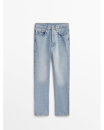 MASSIMO DUTTI Straight Fit High-waist Jeans - Blue