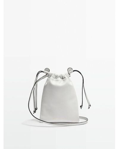 MASSIMO DUTTI Leather Pouch Bag - Studio - White