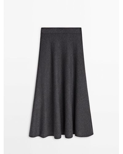 MASSIMO DUTTI Long Flared Knit Skirt - Multicolor