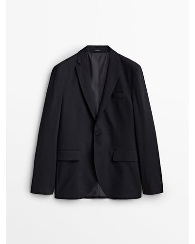 MASSIMO DUTTI Slim Fit Suit Blazer - Blue