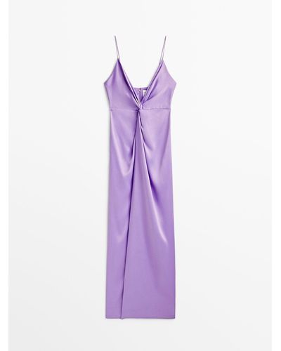 MASSIMO DUTTI V-neck Dress - Studio - Purple
