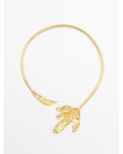 MASSIMO DUTTI Choker Necklace With Flower Detail - Metallic