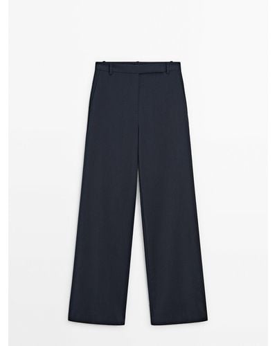 MASSIMO DUTTI 100% Cool Wool Suit Pants - Blue