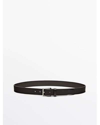MASSIMO DUTTI Nappa Leather Belt - White