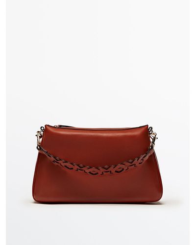 MASSIMO DUTTI Shoulder Bag With Interwoven Strap - Red