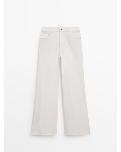 MASSIMO DUTTI Flare-Fit High-Waist Jeans - White