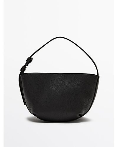 MASSIMO DUTTI Mini Tumbled Nappa Leather Crossbody Bag - Black