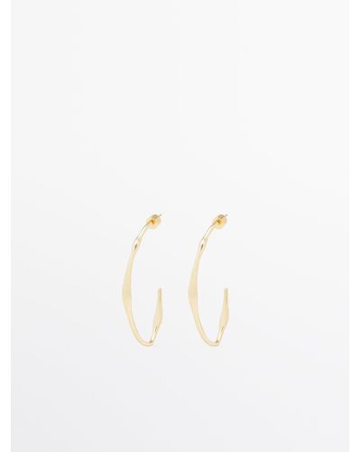 MASSIMO DUTTI Textured Oval Earrings - Natural