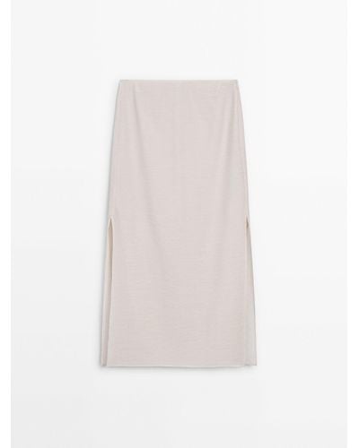 MASSIMO DUTTI Flowing Skirt With Side Slits - White