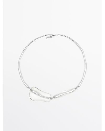 MASSIMO DUTTI Choker Necklace With Pieces - White