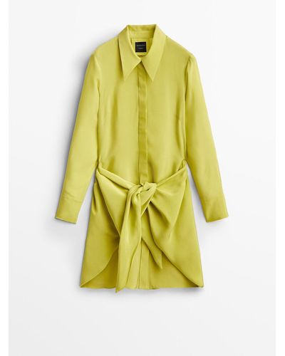 MASSIMO DUTTI Knotted Shirt Dress - Studio - Yellow