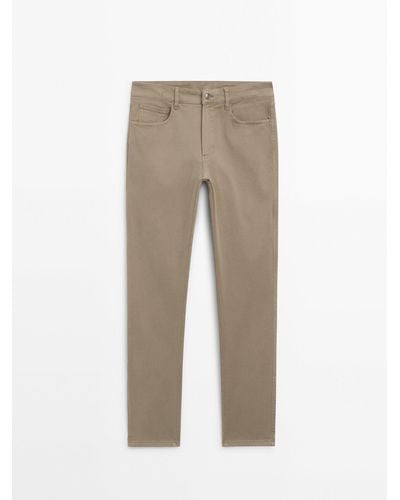 MASSIMO DUTTI Relaxed Fit Denim Pants - Natural