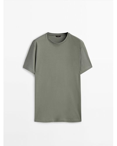 MASSIMO DUTTI Short Sleeve Mercerised Cotton T-shirt - Multicolor