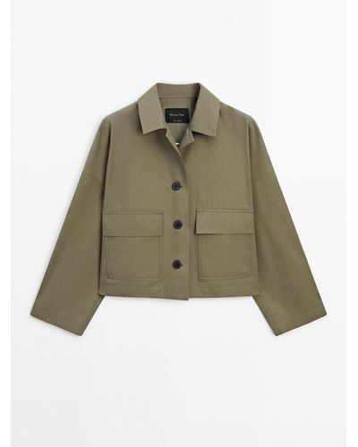 MASSIMO DUTTI Cape Jacket With Pockets - Green