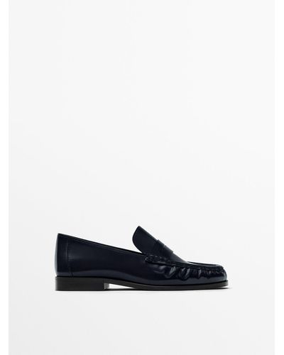 MASSIMO DUTTI Gathered Penny Strap Loafers - Blue