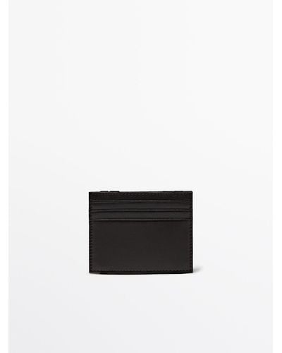 MASSIMO DUTTI Leather Card Holder - White