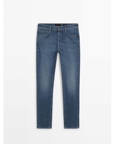 MASSIMO DUTTI Slim-Fit Mid Stonewash Jeans - Blue