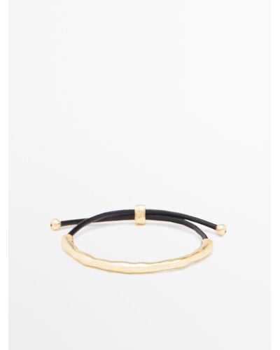 MASSIMO DUTTI Leather Bracelet With Textured Detail - Multicolor