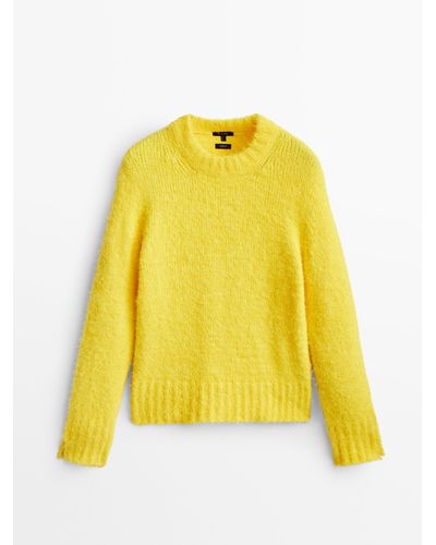MASSIMO DUTTI Crew Neck Knit Sweater - Yellow