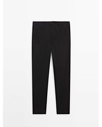 MASSIMO DUTTI Relaxed Fit Pants With Pocket Detail - Black