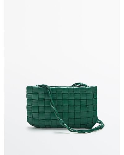 MASSIMO DUTTI Woven Leather Clutch-style Handbag - Green