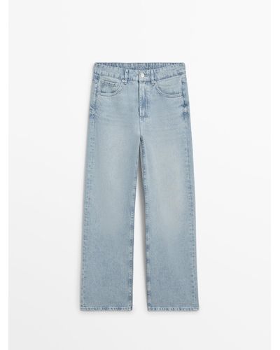 MASSIMO DUTTI Wide-Leg Mid-Rise Jeans - Blue