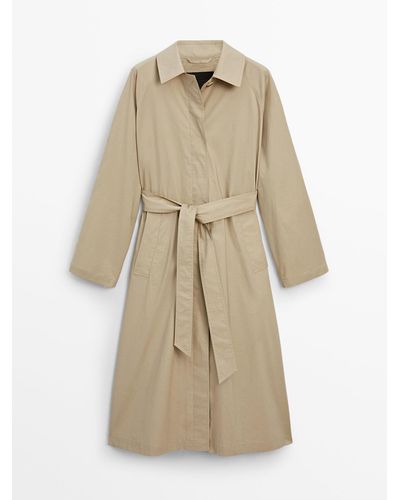 MASSIMO DUTTI Trench Coat With Vents - Natural