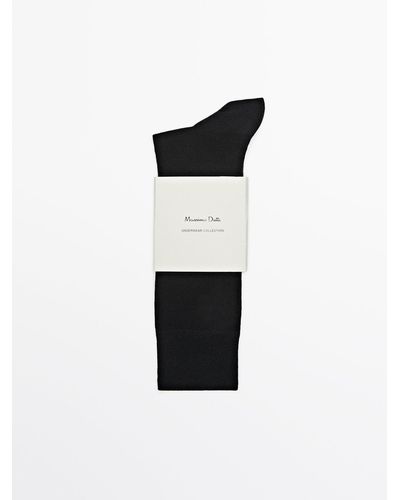 MASSIMO DUTTI Mercerised Cotton Blend Long Socks - White
