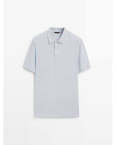 MASSIMO DUTTI Short Sleeve Cotton Polo Shirt - White