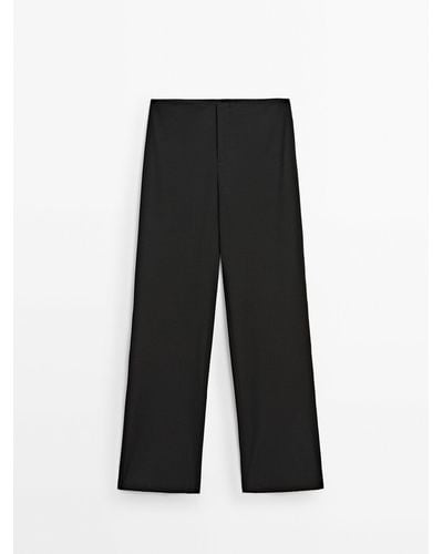 MASSIMO DUTTI Straight-Fit Technical Pants - Black