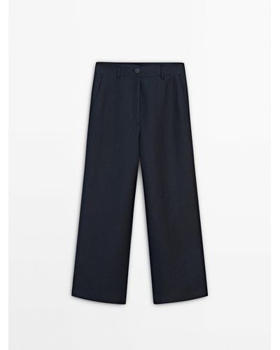 MASSIMO DUTTI Straight Fit Co-Ord Pants - Blue