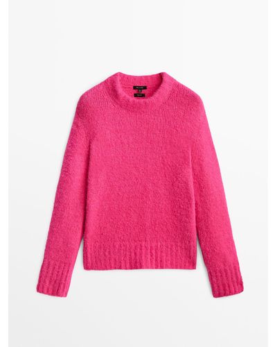 MASSIMO DUTTI Crew Neck Knit Sweater - Pink