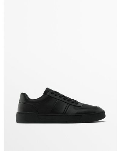MASSIMO DUTTI Leather Sneakers - Black