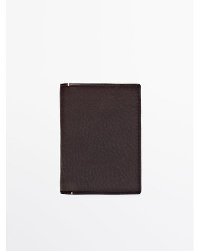 MASSIMO DUTTI Vertical Leather Wallet - White