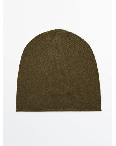 MASSIMO DUTTI Fine Knit Wool And Cashmere Beanie - Green