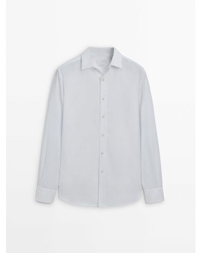 MASSIMO DUTTI Slim-Fit Melange Oxford Shirt - White