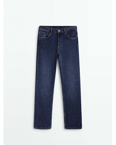MASSIMO DUTTI Straight Mid-Waist Jeans - Blue