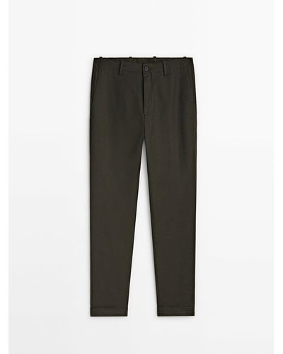 MASSIMO DUTTI Relaxed Fit Twill Chino Pants - Gray