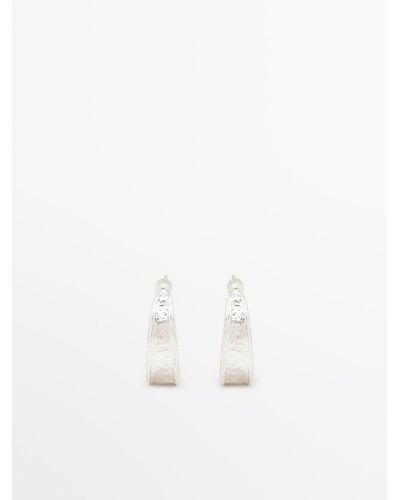 MASSIMO DUTTI Earrings With Textured Detail - White