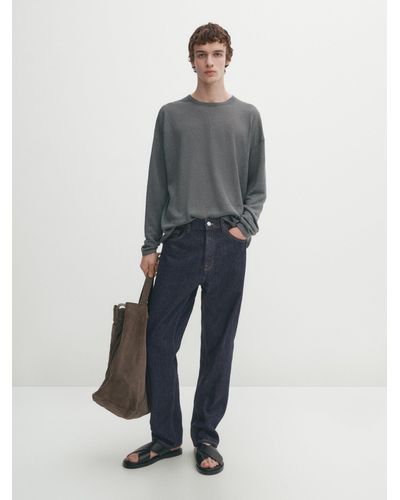 MASSIMO DUTTI Jeans Entbastet Straight-Fit - Indigo - 29 - Grau