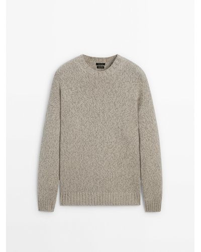 MASSIMO DUTTI Wool Blend Twisted Yarn Knit Sweater - Gray